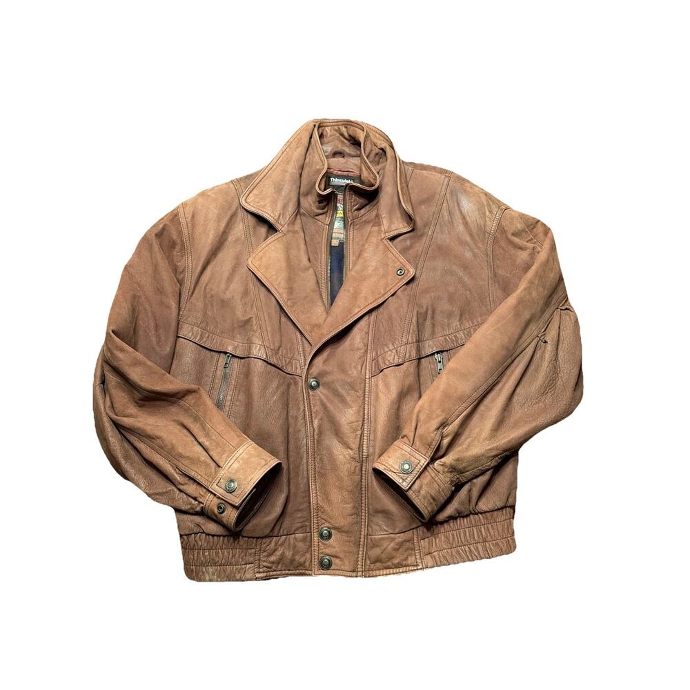 Vintage Adventure Bound Leather Jacket Mens L Brown Bomber Thinsulate Wilson 90s